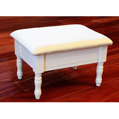 Home Craft Footstool With Storage, Small Wooden Footstool With Storage