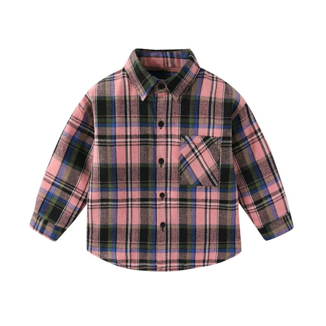 Tranfacy Chemises à Carreaux à Boutons pour Enfants à Manches Longues Col Rabattu Manteau d'Automne et Couche de Base