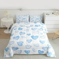 thumbnail image 3 of Manfei Watercolor Loves Pattern Queen Comforter Set,Kawaii Heart Print Bedding Sets,Gradient White Blue Bedding Comforter Set For Girls Kids,Super Cozy Room Decor Reversible,3 Pieces, 3 of 9