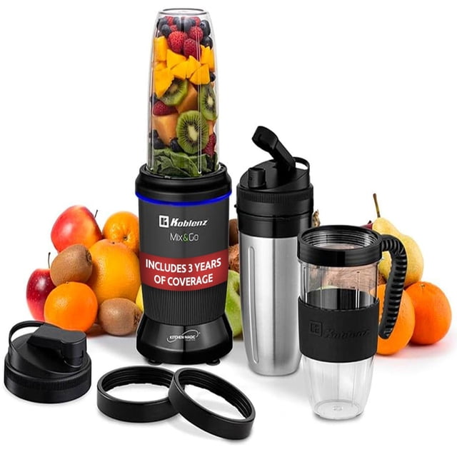 Licuadora Personal Koblenz Mix&Go Batidora Portátil, 1000 Watts, Kit Completo, 12 Accesorios con 2 V