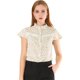 thumbnail image 1 of Allegra K Blusa Floral Encaje Transparente Manga Del Casquillo Botones Arriba Top Cuello Con Volantes Para Mujeres Blanco XS Unique Bargains Blusa, 1 of 6