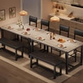 thumbnail image 3 of Dining Table Set for 4, Kitchen Table with 2 Upholstered Chairs and Bench, Wood Kitchen Dining Room Set, for Small Space, Apartment, Home, Kitchen, Retro Gray, 3 of 7