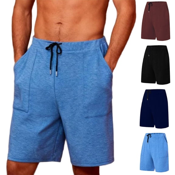 BiZtdJrK Mens Big and Tall Sweat Shorts Drawstring Elastic Waisted Running Athletic Short Sweatpants Loose Fit Solid Casual Shorts with Pockets Black XXXL