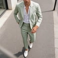 thumbnail image 2 of IWRICH Men's Slim Fit Lightweight Casual Blazer Jacket Pants 2 Piece Set 2 Button Sport Coats Suit for Groom Groomsman Wedding Business Green S, 2 of 9