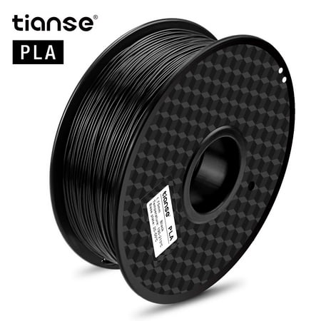 TIANSE 1.75mm Black PLA 3D Printer Filament 1KG Spool (2.2lbs), Dimensional Accuracy +/- 0.03 mm 2.2 Pound