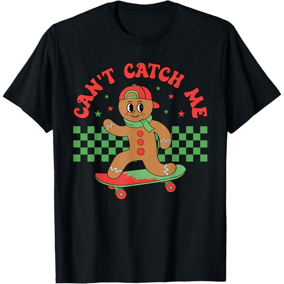 Can't Catch Me Retro Christmas Gingerbread Boy Xmas T-Shirt TShirt