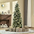 thumbnail image 2 of HOMCOM 6' Prelit Flocked Artificial Xmas Tree w/ Pine Cones, Berries, 2 of 10