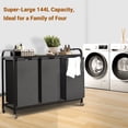 thumbnail image 7 of 3-Section Laundry Sorter with Top Shelf and Pull-Out Bags, Heavy Duty Rolling Laundry Hamper on Wheels, 144L Large Capacity, Black, 7 of 7