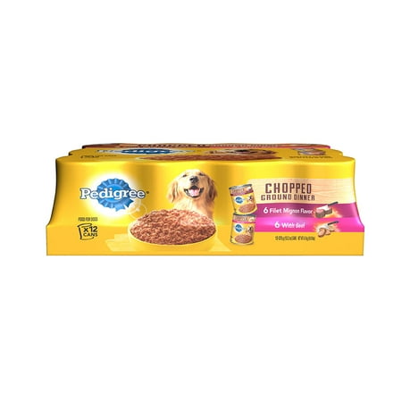 Pedigree Chopped sol Dîner Multipack Filet Mignon &amp; boeuf aliments pour chiens 13.2 Onces (12 Count)