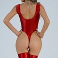 thumbnail image 4 of BOOMILK Bodysuits for Women Large Oily Silky Shiny T Crotch Bodysuit Transparent Sexy Lingerie, 4 of 7