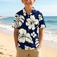 thumbnail image 2 of SERTG Boys Hawaiian Print Short Sleeve Shirt Turndown Collar Button Down Casual Top For Boys 3-15 Years Old Summer Fashion Shirt, 2 of 8