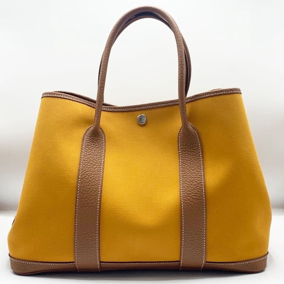 Pre-Owned Hermes Garden PM C stamp Saffron x Gold Toile Officier Negonda Tote Bag... (Good)