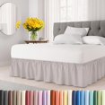 thumbnail image 1 of Faldón de cama envolvente con volantes - Gris claro - Camas tamaño Twin/Twin XL con caída de 61 cm - Correa elástica - Faldón plisado ajustable con tela cepillada y antiarrugas - Mujeres, hombres, niñ, 1 of 1