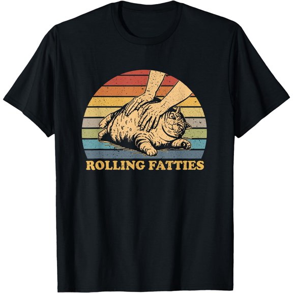 Cat Rolling Fatties Funny Fat Cat Cartoon Animal Unisex T-Shirt for Men Women Kids Toddler