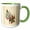Green/White, variant on 3drose, Moss Green, Teal and Maroon Swooping Chinese Rooster with Cream Background and Dark Line Accents, 11oz Two-tone Black Mug