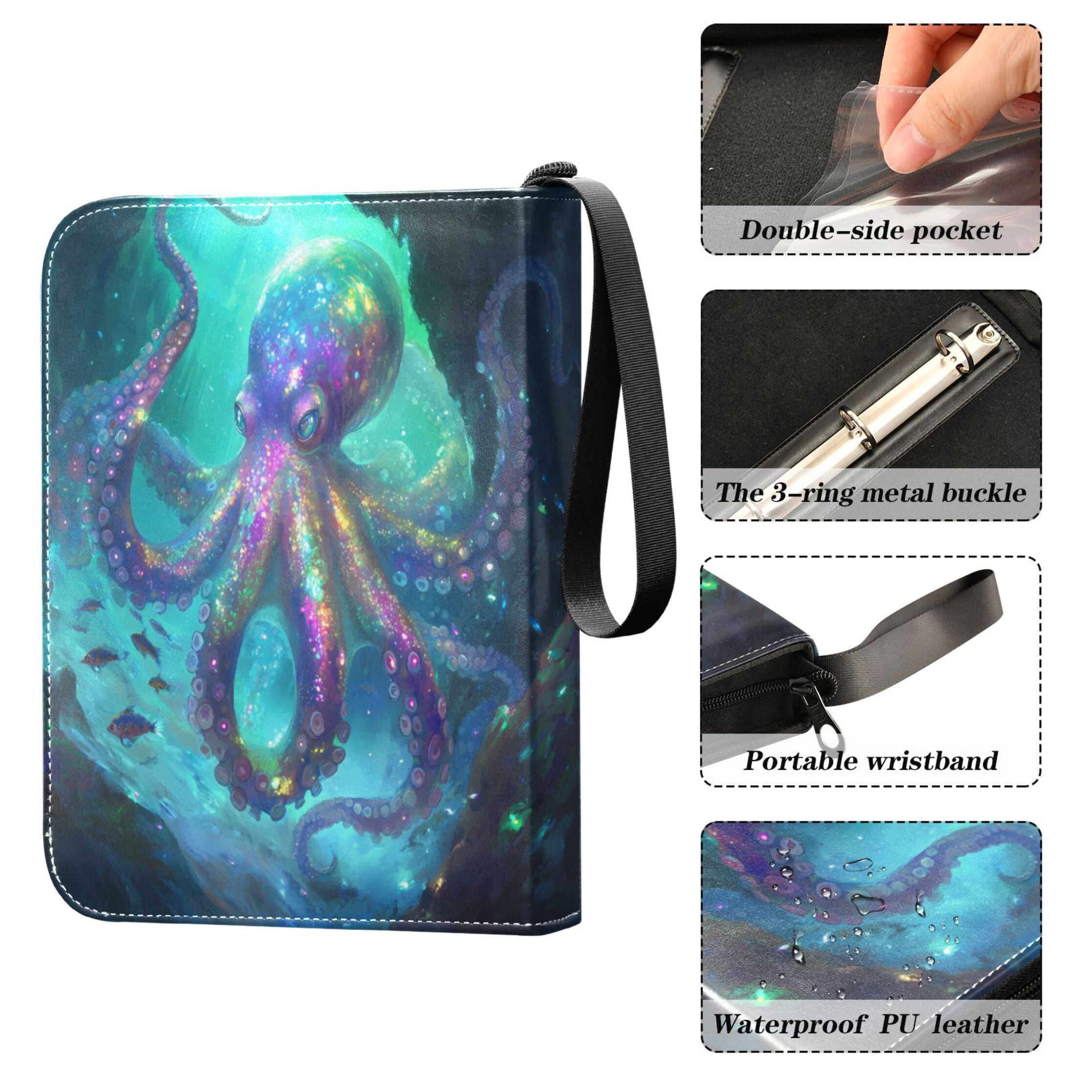 ALAZA Magic Octopus Sea Trading Card Binder 4 Pocket Cards Collection Album 400 Folder Holder