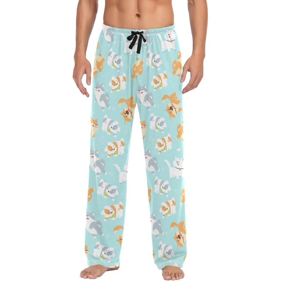 GZHJMY Dog Pajama Pants for Men, Lounge Pants Lightweight Men Pajama Bottoms with Drawstring Pockets, Christmas New Year Birthday Gifts, Medium
