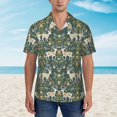 thumbnail image 2 of Bingfone Men's Short Sleeve Button Down Shirts Hawaiian Deer And Flowers Printed Beach Shirt, 2 of 7