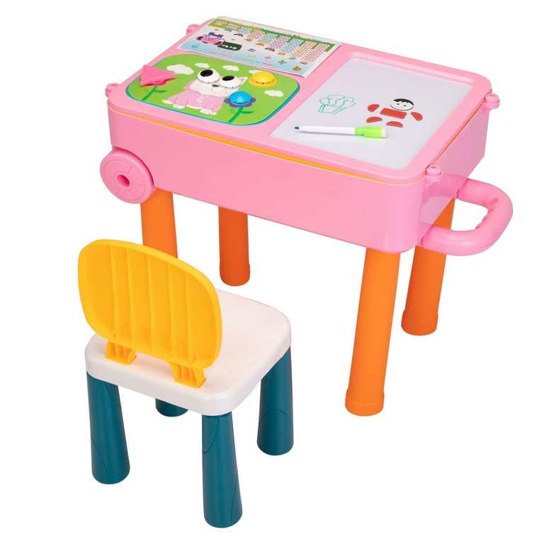 Lowestbest Kid Activity Table Chair Set Building Blocks Table