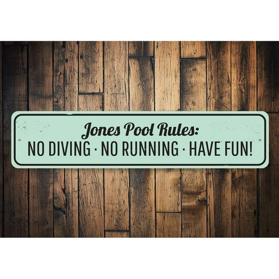 Pool Rules Novelty Decor, Metal Wall Sign - 4x18 Inches