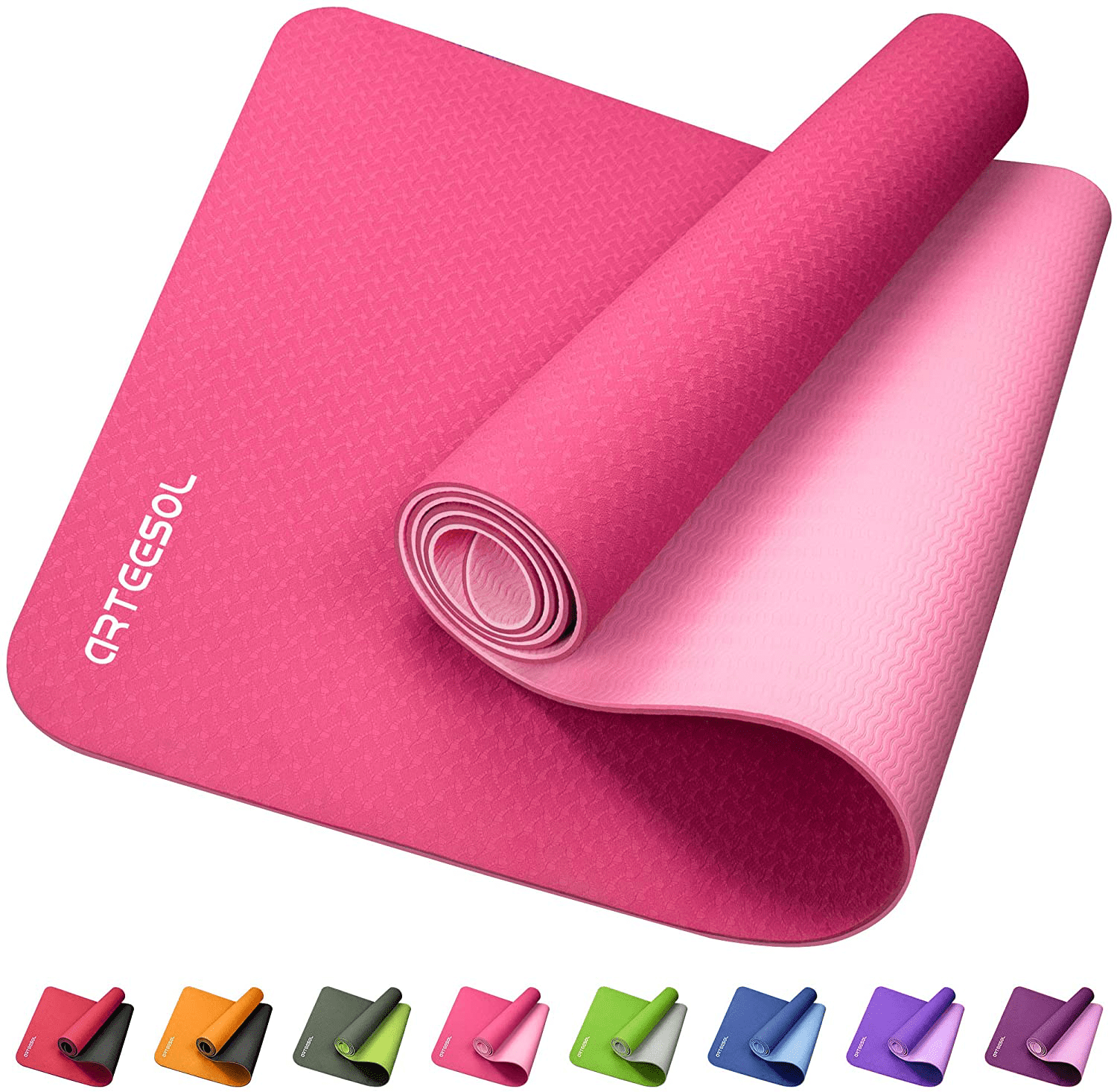 72L x 24W x 1/4 Inch Thick Core Fitness and Floor Exercises arteesol Yoga Mat Workout Men & Women Eco-Friendly TPE Exercise Mats Non-Slip Pilates Mat with Carrying Strap for Yoga 