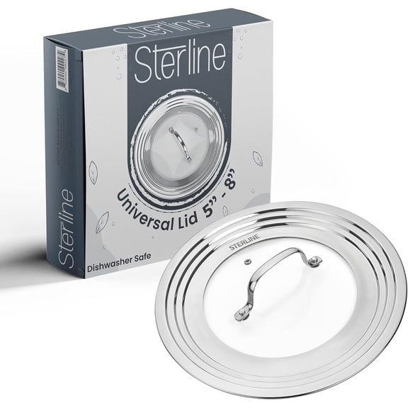 Small Universal Lid,Fits 5,8 Inch Cookware,Tempered Glass Top with Steam Vent for Pots, Pan, and Cast Iron Skillets,Stainless Steel Replacement Pot Lid for Kitchen Organizing, Space Saving