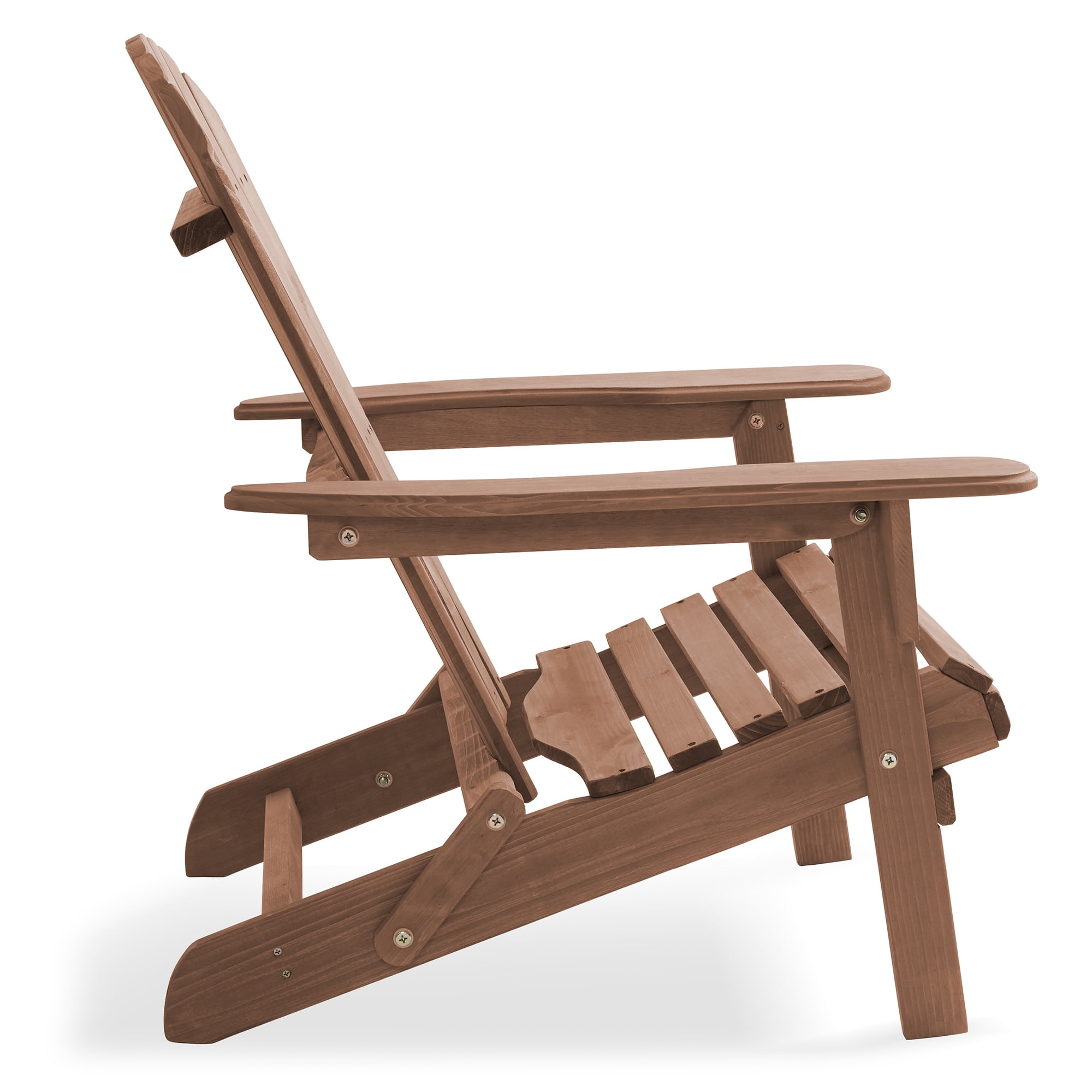 Casafield Folding Adirondack Chairs, Set of Two Cedar Wood Outdoor Fire Pit Lounge Chairs for Patio, Deck, Lawn and Garden Seating, Partially Pre-Assembled - Espresso