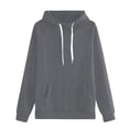 thumbnail image 2 of Women Hooded Sweatshirts Pockets Hooded Sweatshirt Women's Casual Hoodies Oversized Sweatshirts Hoodies Pullover Women Sweatshirt Drawstring Pullover Fleece Sweatshirts Workout Pullover Dark Gray M, 2 of 4