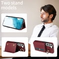 thumbnail image 6 of Case for Samsung Galaxy S21 FE Wallet Case, Flip Leather Case with 4 Card Holder, Ring Holder Kickstand Shockproof Protective Folio Phone Cover Crossbody Strap for Women Ladies,Red, 6 of 19