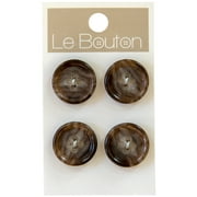 Le Bouton Brown 3/4" 4-Hole Buttons, 4 Pieces, 100% Urea