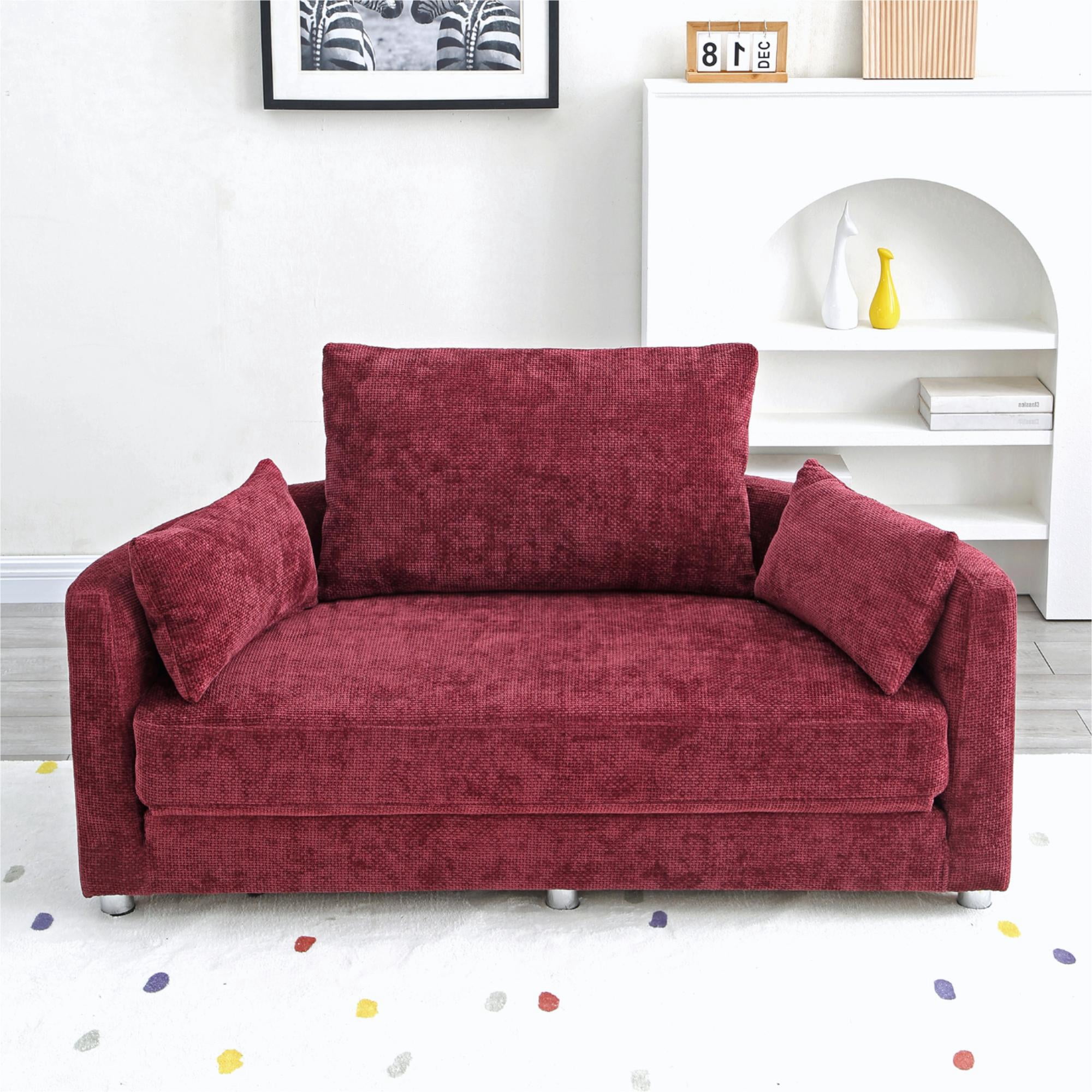 Foldable Sleeper Sofa Bed,Floor Sofa Chair Bed,Adjustable Futon Sofa Folding Lazy Sofa Couch for Living Room/Bedroom,Burgundy