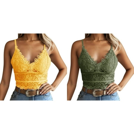 2-Pack Plus Size Lingerie Vest Bra Wireless Camisole Underwear Crop V Neck Women Daddy Lingerie for Women plus Size Peignoir Nightgown Negligee Postpartum Corset Thong Real Silk Lingerie for Women