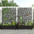 thumbnail image 2 of MAYEERTY 2-Set 47*16" Outdoor Black Metal Planter Box with Trellis for Climbing Plants,Street & Leafy Pattern, 2 of 8