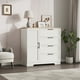 thumbnail image 1 of QinaQin Armario ropero de 43.3 pulgadas con barra para colgar y 4 cajones, gabinete multifuncional de madera para almacenamiento de ropa en recámara, 1 of 8