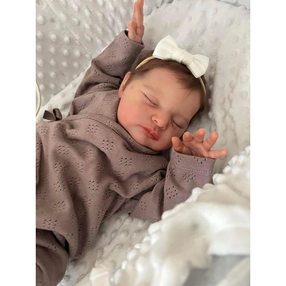 Realistic Reborn Baby Dolls – 18-Inch Real Life Sleeping Newborn Girl, Lifelike Doll with Weighted Soft Body, Handmade Gift Toy with Accessories