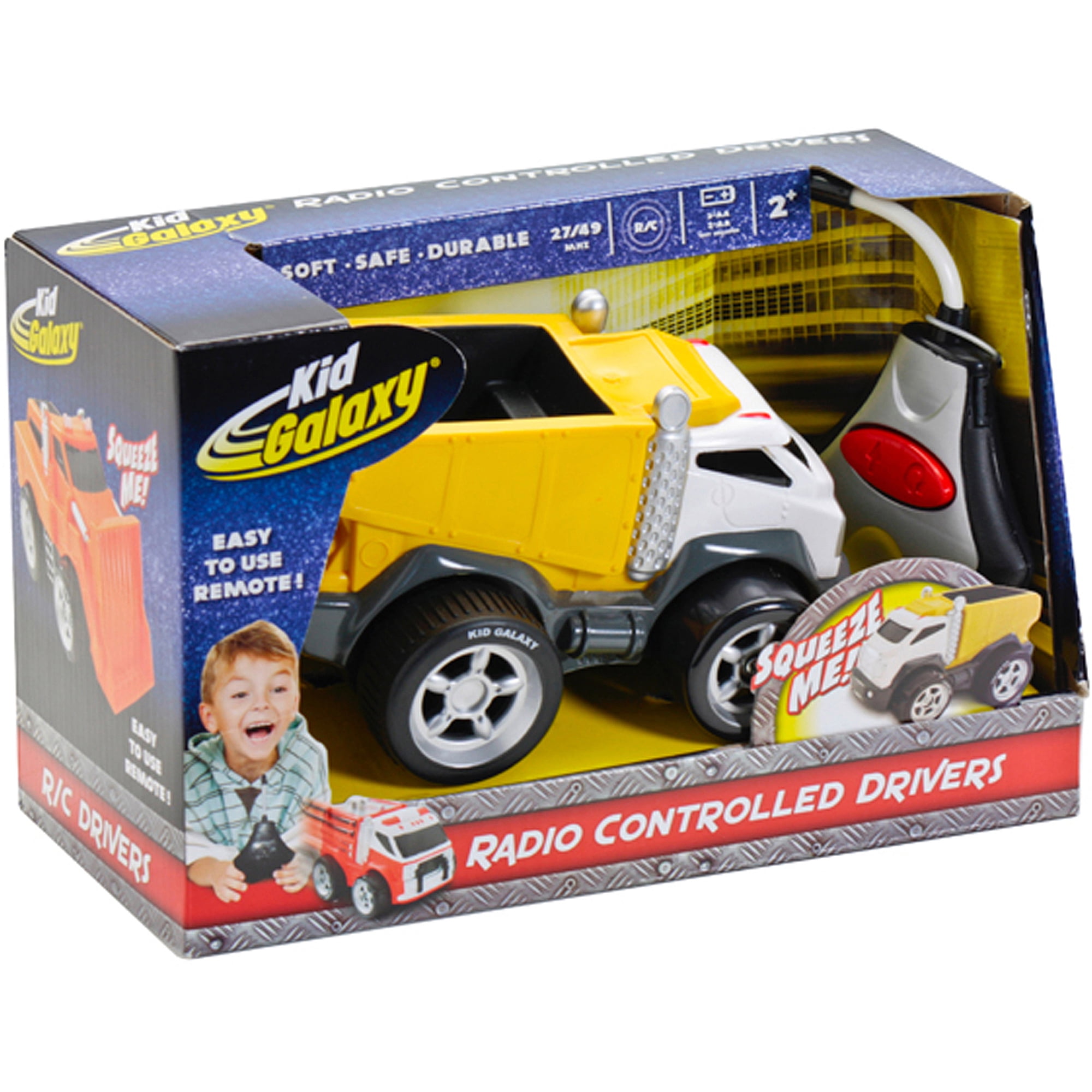 Kid Galaxy Squeezable Remote Control Dump Truck Assorted Colors 10907 Toddler RC Construction Toy