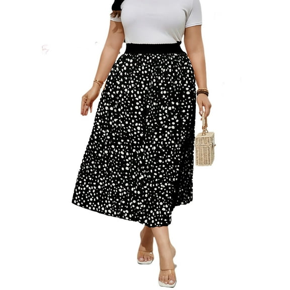 Yesfashion Women's Plus Size Skirt Elastic Waist Boho Skirts Plus Size Midi Skirts For Curvy Women