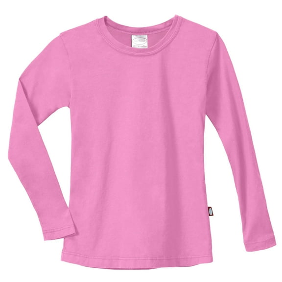 Made in USA Girls Soft Cotton Jersey Long Sleeve Tee | Medium Pink