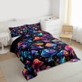 thumbnail image 3 of Feelyou Neon Dreamy Mushroom Queen Comforter Set, Jungle Plant Botanical Bedding Sets, Teen Boy Girl Kid Reversible Bedding Comforter Set, Luxury Bedroom Decor, 3pcs, 3 of 8