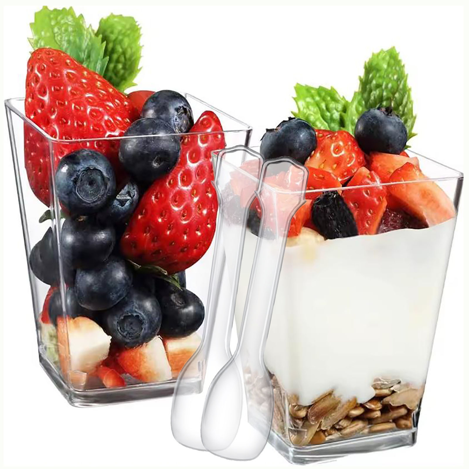 BagDream 5 Oz Plastic Dessert Cups with Spoons, 50 Pack photo 2