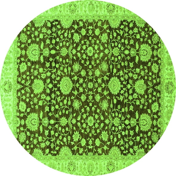Ahgly Company Indoor Round Oriental Green Traditional Area Rugs, 4' Round
