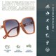 thumbnail image 3 of Gafas de sol cuadradas con montura grande, gafas de sol de moda europeas y americanas, hechas de TR y metal., 3 of 5