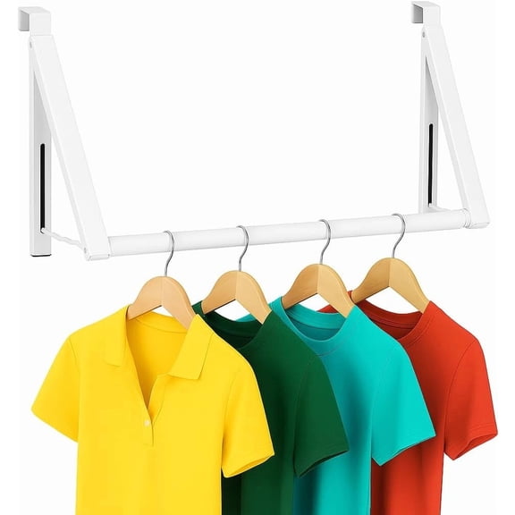 Over The Door Hanger Foldable,Over The Door Rack for Clothes, Towels, Coats -White