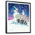 thumbnail image 2 of Designart Christmas Snowman With Cat Traditional Floating Frame Wall Art, 2 of 4