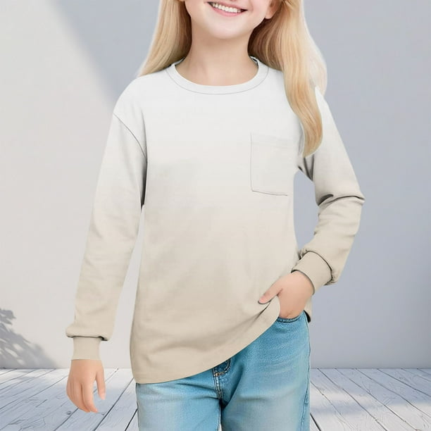 Cowsor Girl's Crew Neck Tie Dye Sweatshirts with No Hood Casual Color Block Long Sleeve Pullover Tops
