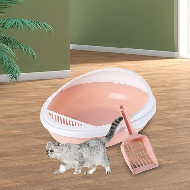 Cat Litter Box, Semi Enclosed Sifting Litter Box with High Sides