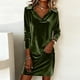 thumbnail image 1 of TaTaai Women's Winter Spring Velvet Dress Long Sleeve Lapel Button Solid Color Casual Party Dance Knee Length Stretchy Soft Gift, 1 of 6