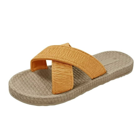 

XINSHIDE Shoes Slippers For Women Girls Flat Casual Sandals Straw Linen Bottom Slippers Beach Shoes Fashion Shoes