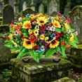 thumbnail image 4 of Artificial Satin Saddle Flower, 24-inch Silk Floral Arrangement for Memorial Day Cemetery Tombstone Decoration, 4 of 6