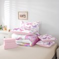 thumbnail image 6 of Homewish Dreamy Butterfly Bedding Comforter Set 7 Pieces for Kids Girls, Chic Floral Flower Full Bedding Set, Cute Pink Purple White Fitted Sheet Flat Sheet, Ultra Soft Home Decor, 6 of 8